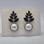 Elegant Pink Crystal Leaf Pearl Drop Earrings for Women