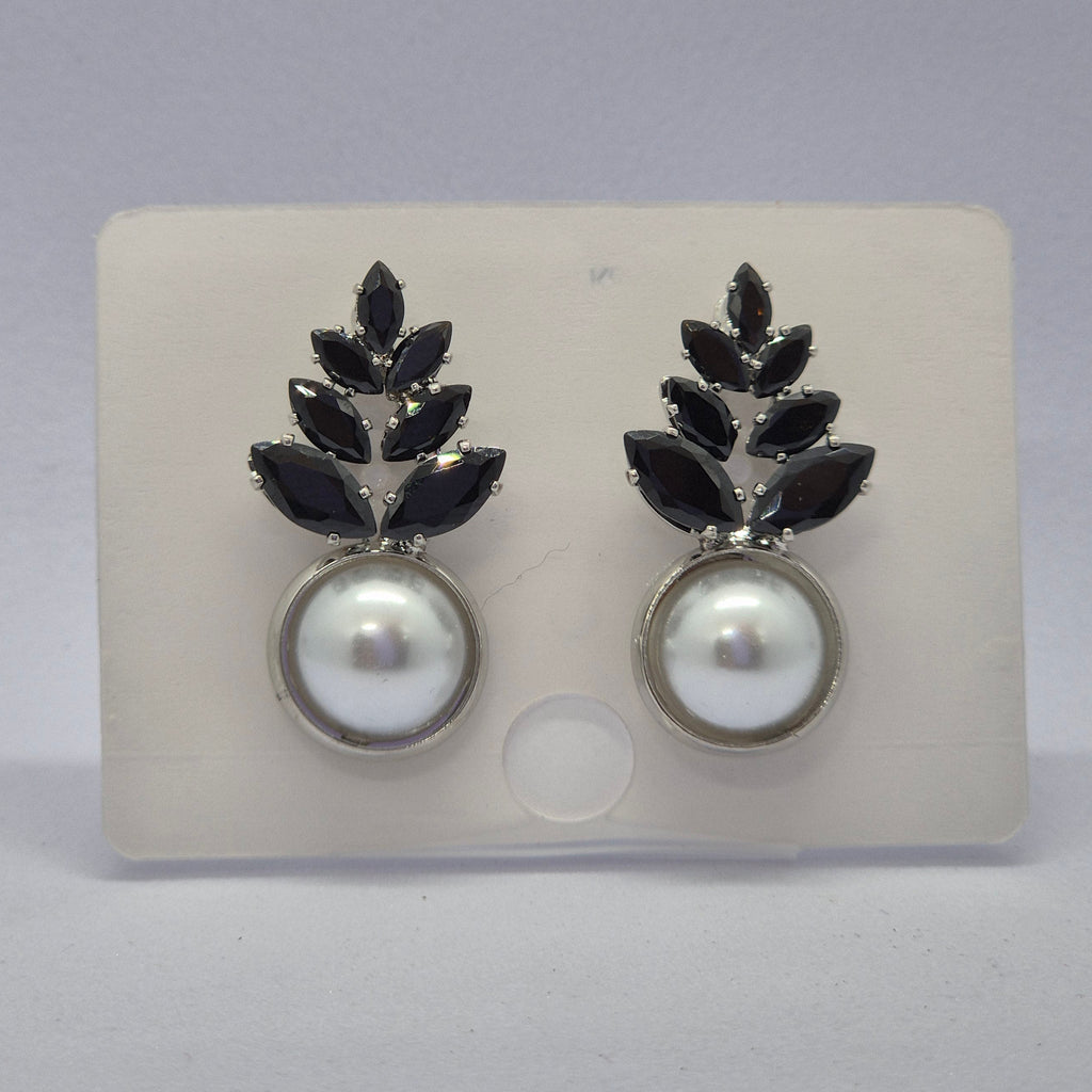 Elegant Pink Crystal Leaf Pearl Drop Earrings for Women