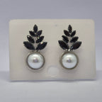 Elegant Pink Crystal Leaf Pearl Drop Earrings for Women