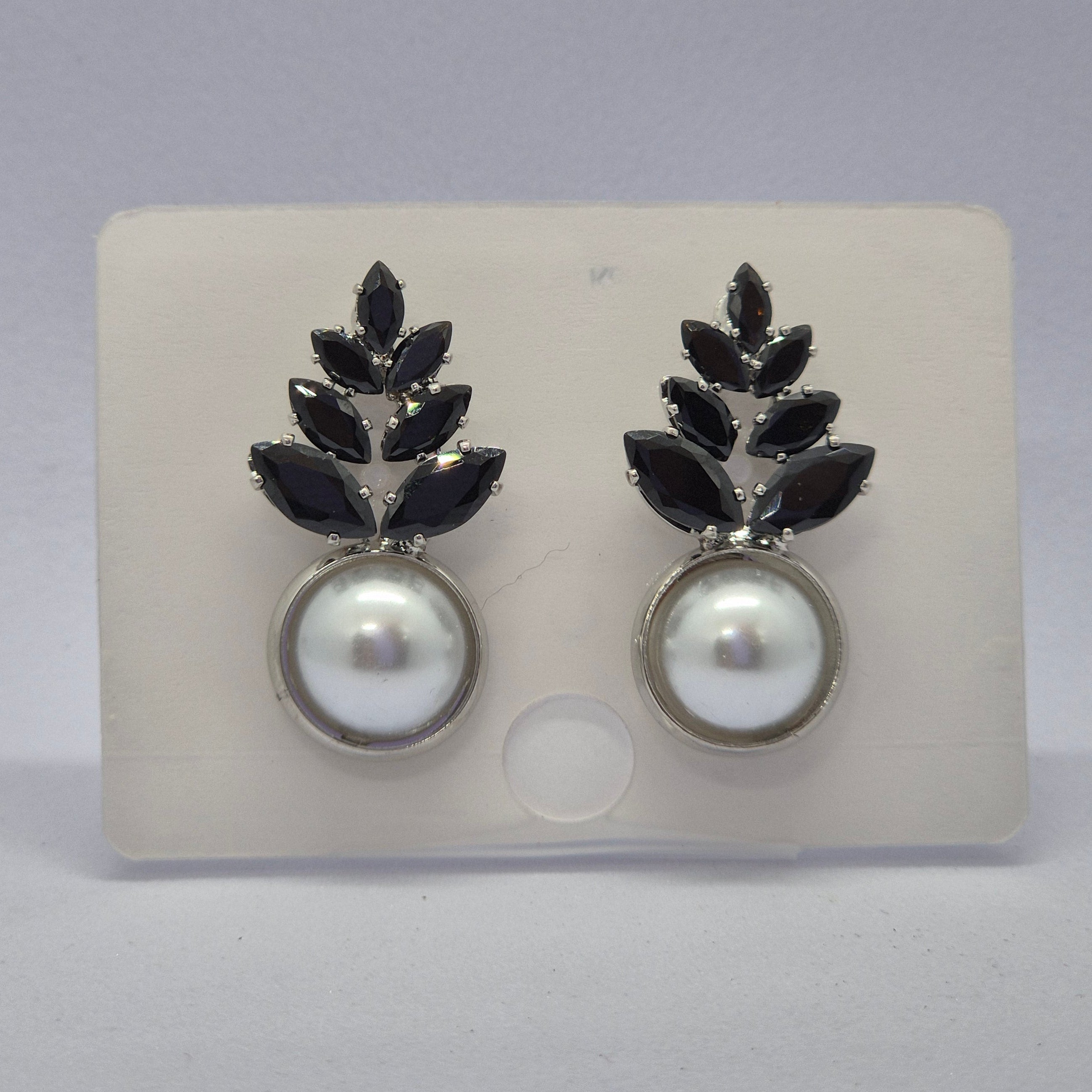 Elegant Pink Crystal Leaf Pearl Drop Earrings for Women