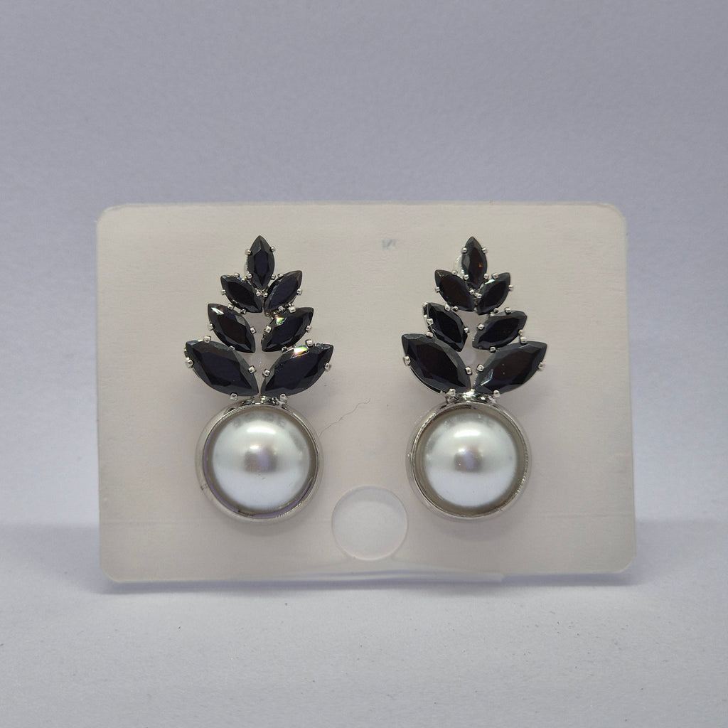 Elegant Pink Crystal Leaf Pearl Drop Earrings for Women