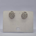 Elegant Silver-Plated Floral Stud Earrings with Cubic Zirconia