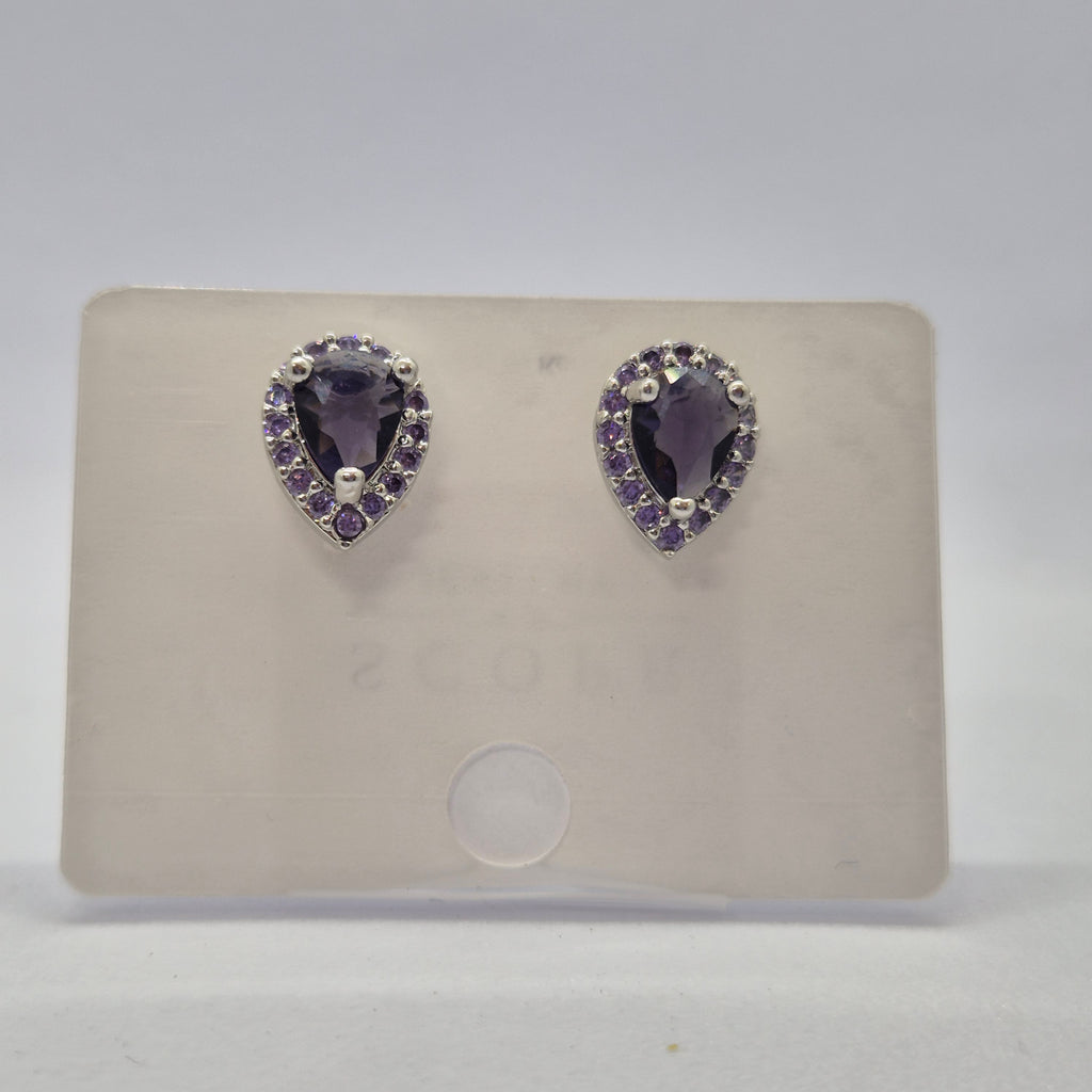 he Amethyst Dewdrop Studs, Royal Violet Halo Teardrops, Lavender Velvet Pear Studs