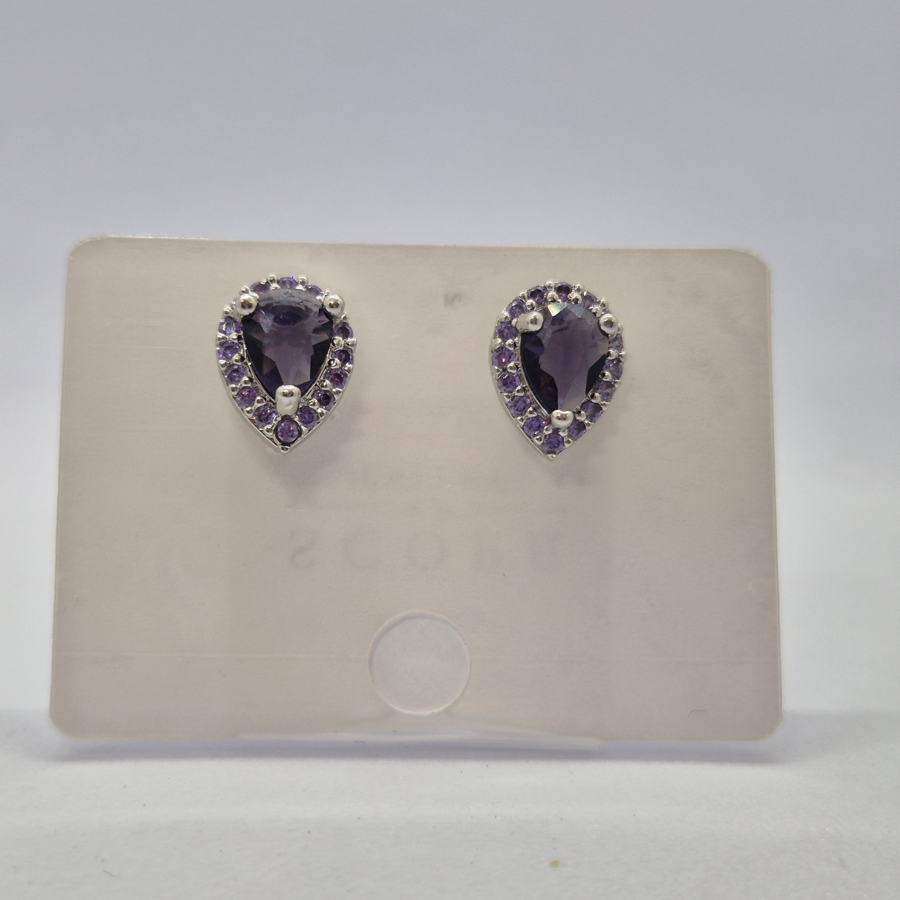 he Amethyst Dewdrop Studs, Royal Violet Halo Teardrops, Lavender Velvet Pear Studs