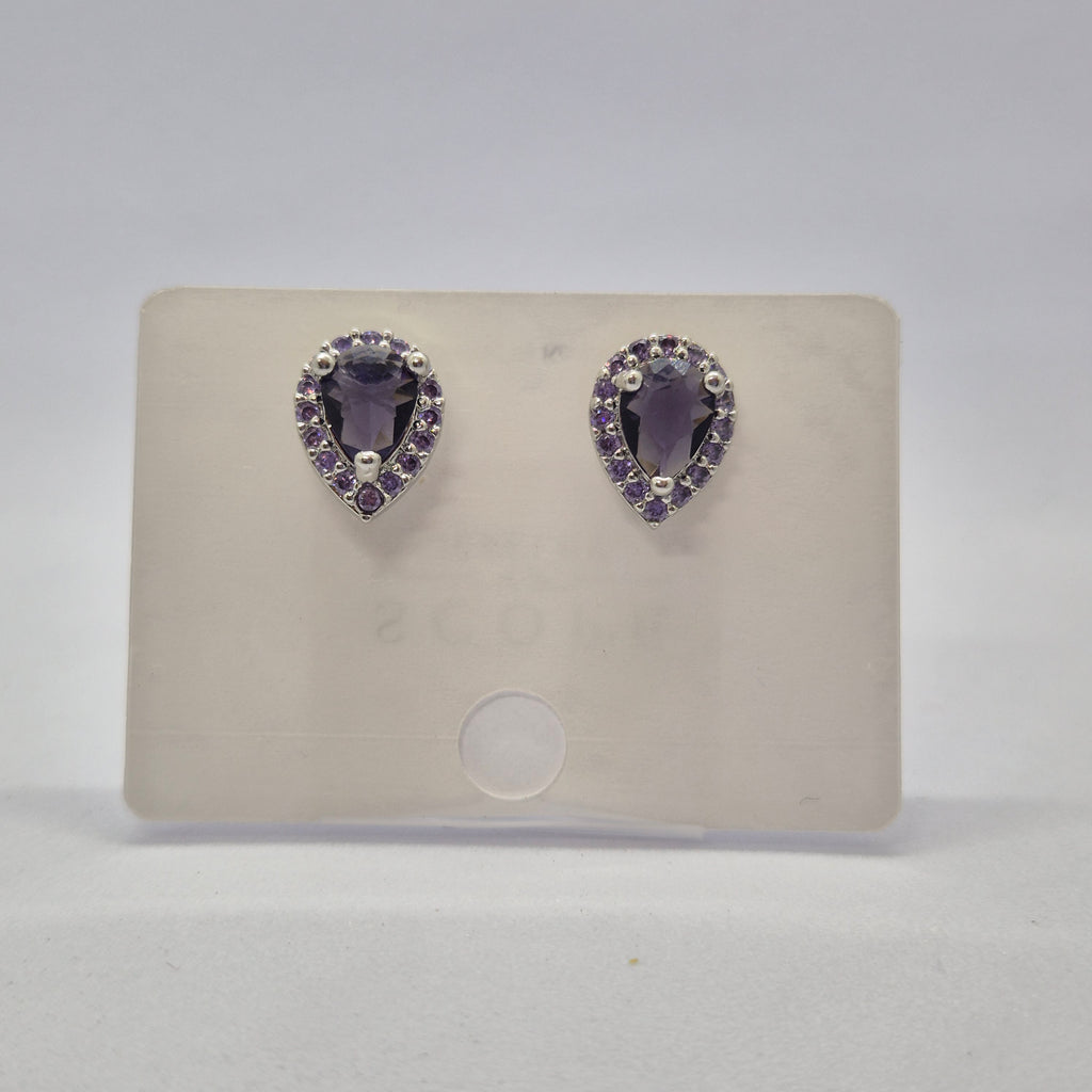 he Amethyst Dewdrop Studs, Royal Violet Halo Teardrops, Lavender Velvet Pear Studs