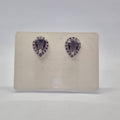 he Amethyst Dewdrop Studs, Royal Violet Halo Teardrops, Lavender Velvet Pear Studs
