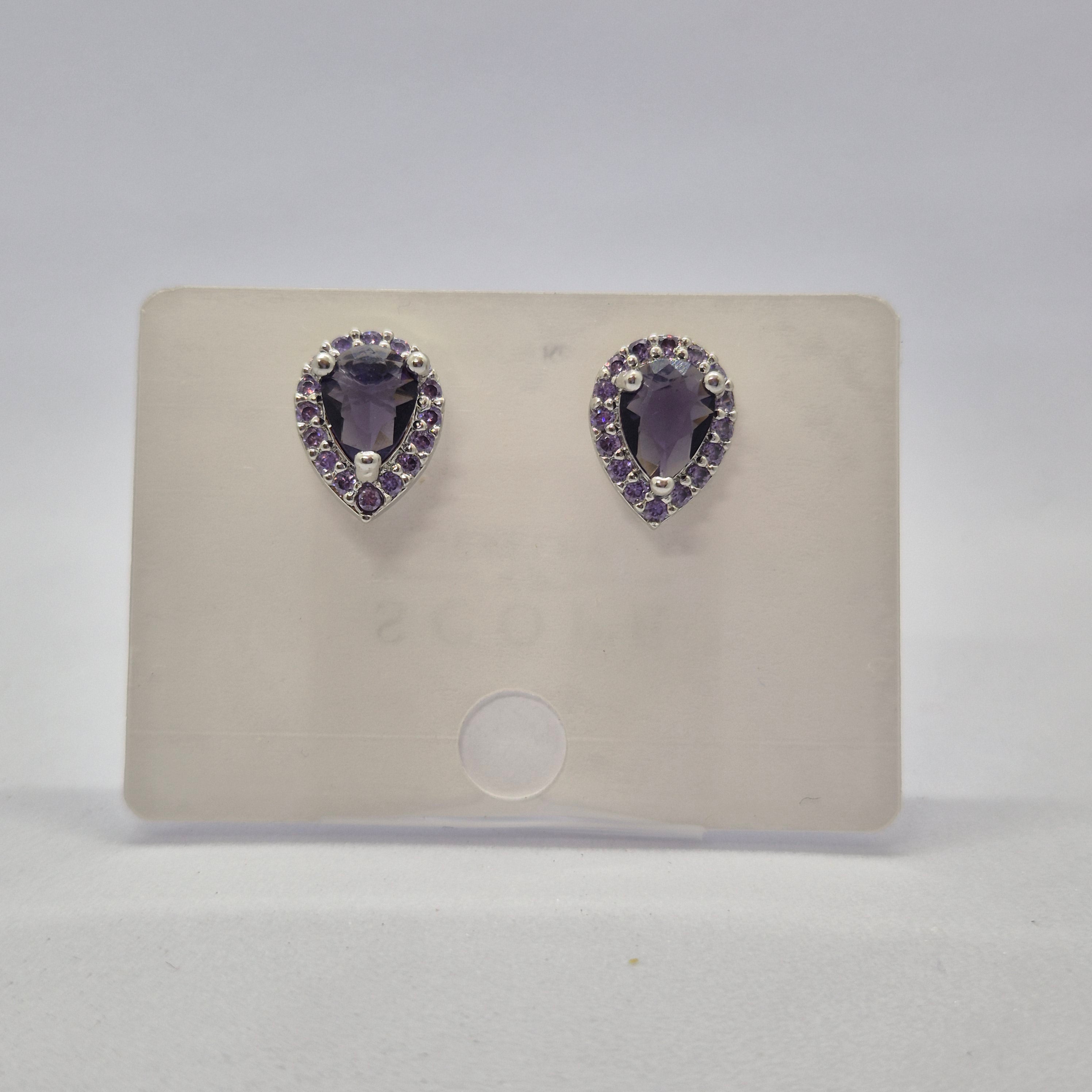 he Amethyst Dewdrop Studs, Royal Violet Halo Teardrops, Lavender Velvet Pear Studs