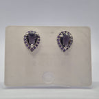 he Amethyst Dewdrop Studs, Royal Violet Halo Teardrops, Lavender Velvet Pear Studs