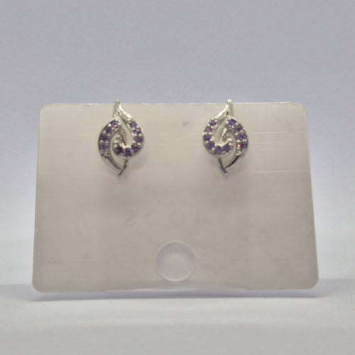 Cosmic Orchid Swirl Earrings, Violet Vine Studs, Amethyst Wave Earrings