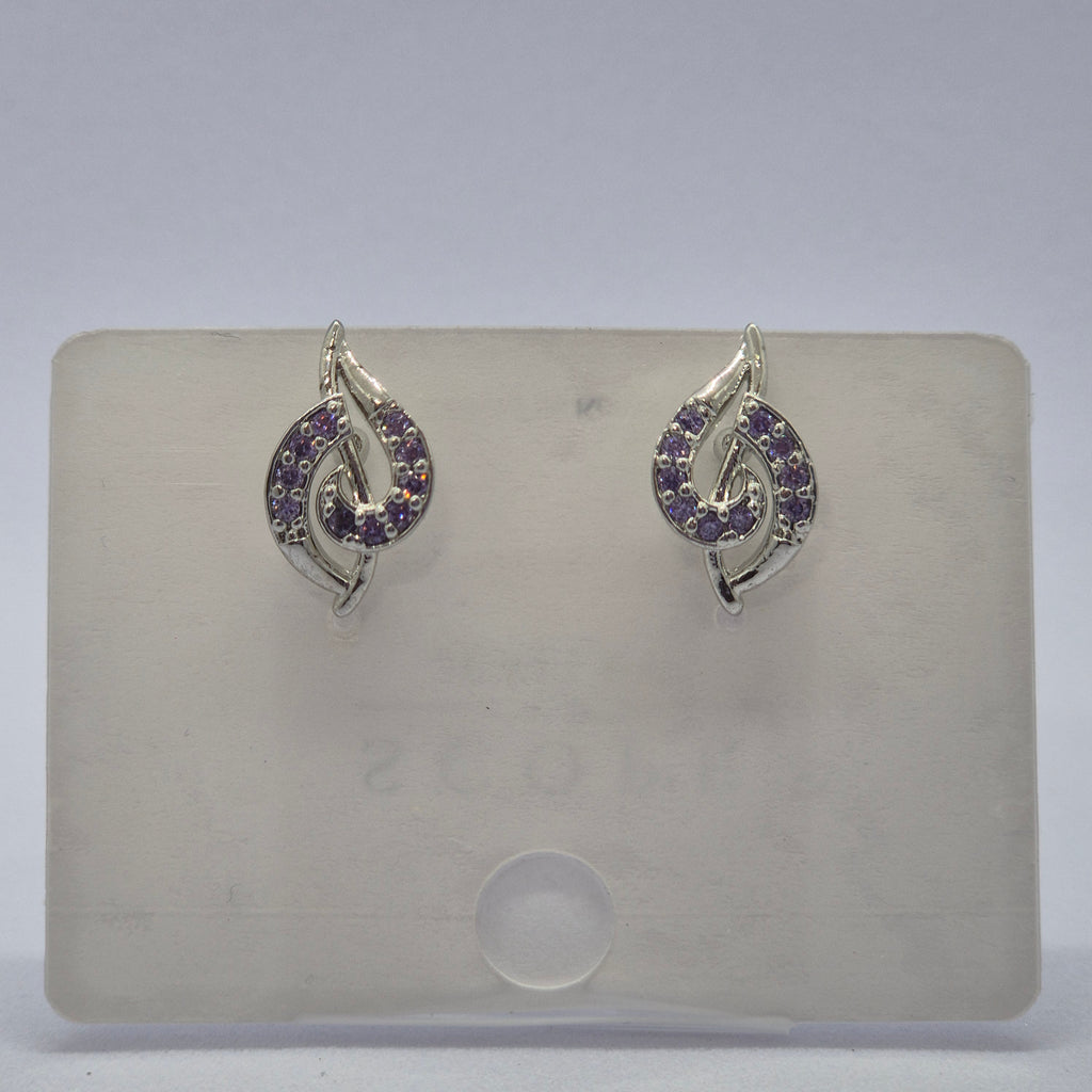 Cosmic Orchid Swirl Earrings, Violet Vine Studs, Amethyst Wave Earrings