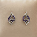 Cosmic Orchid Swirl Earrings, Violet Vine Studs, Amethyst Wave Earrings