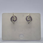 Cosmic Orchid Swirl Earrings, Violet Vine Studs, Amethyst Wave Earrings