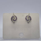 Cosmic Orchid Swirl Earrings, Violet Vine Studs, Amethyst Wave Earrings