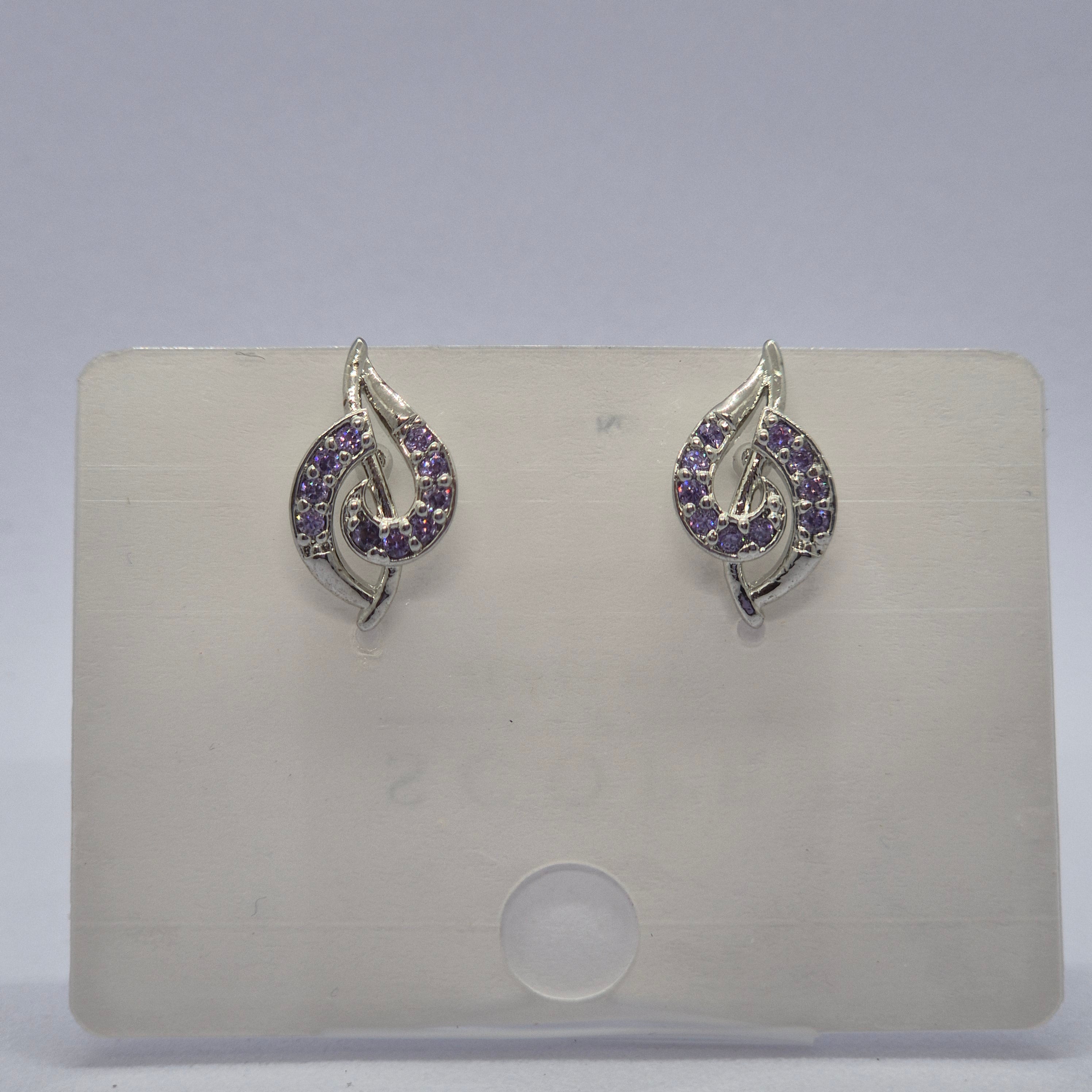 Cosmic Orchid Swirl Earrings, Violet Vine Studs, Amethyst Wave Earrings