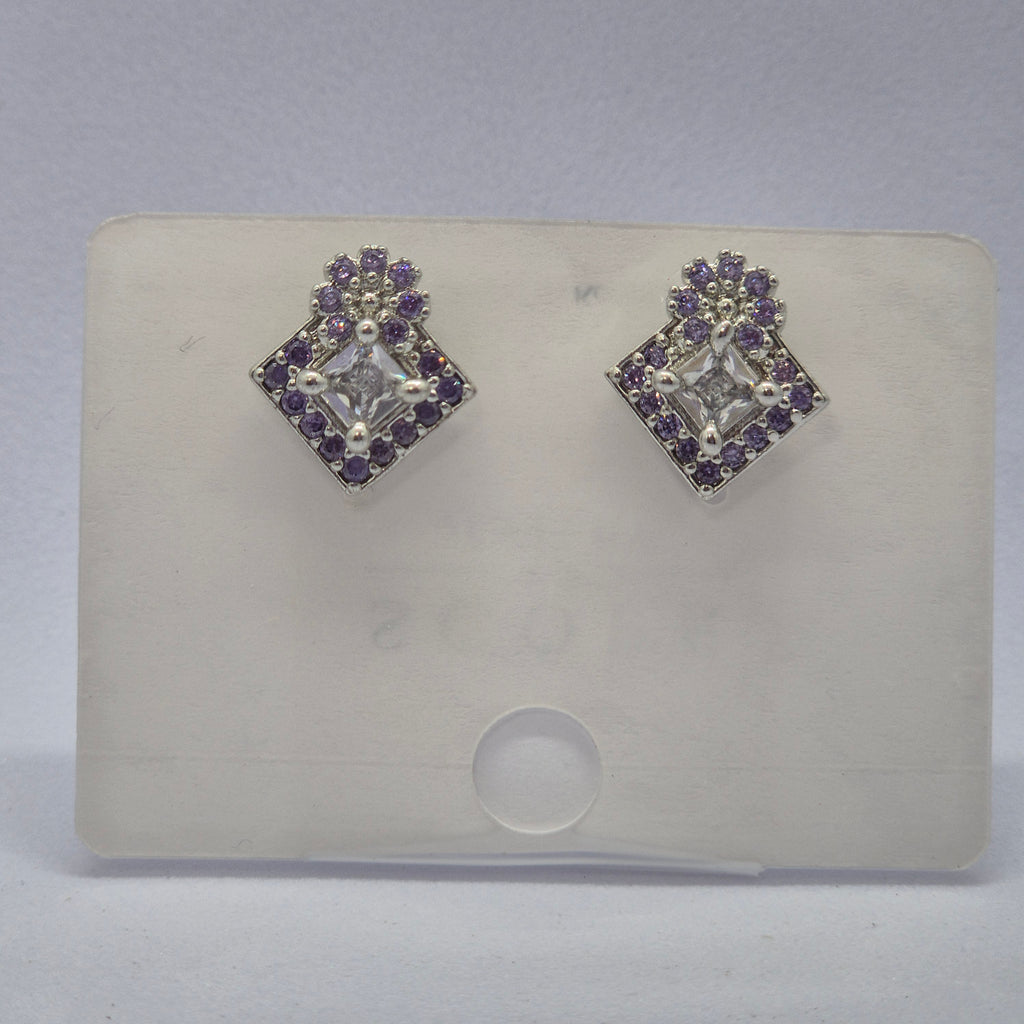 The Royal Rhombus Studs, Violet Crown Diamond Earrings