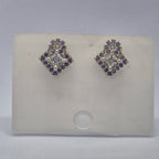 The Royal Rhombus Studs, Violet Crown Diamond Earrings