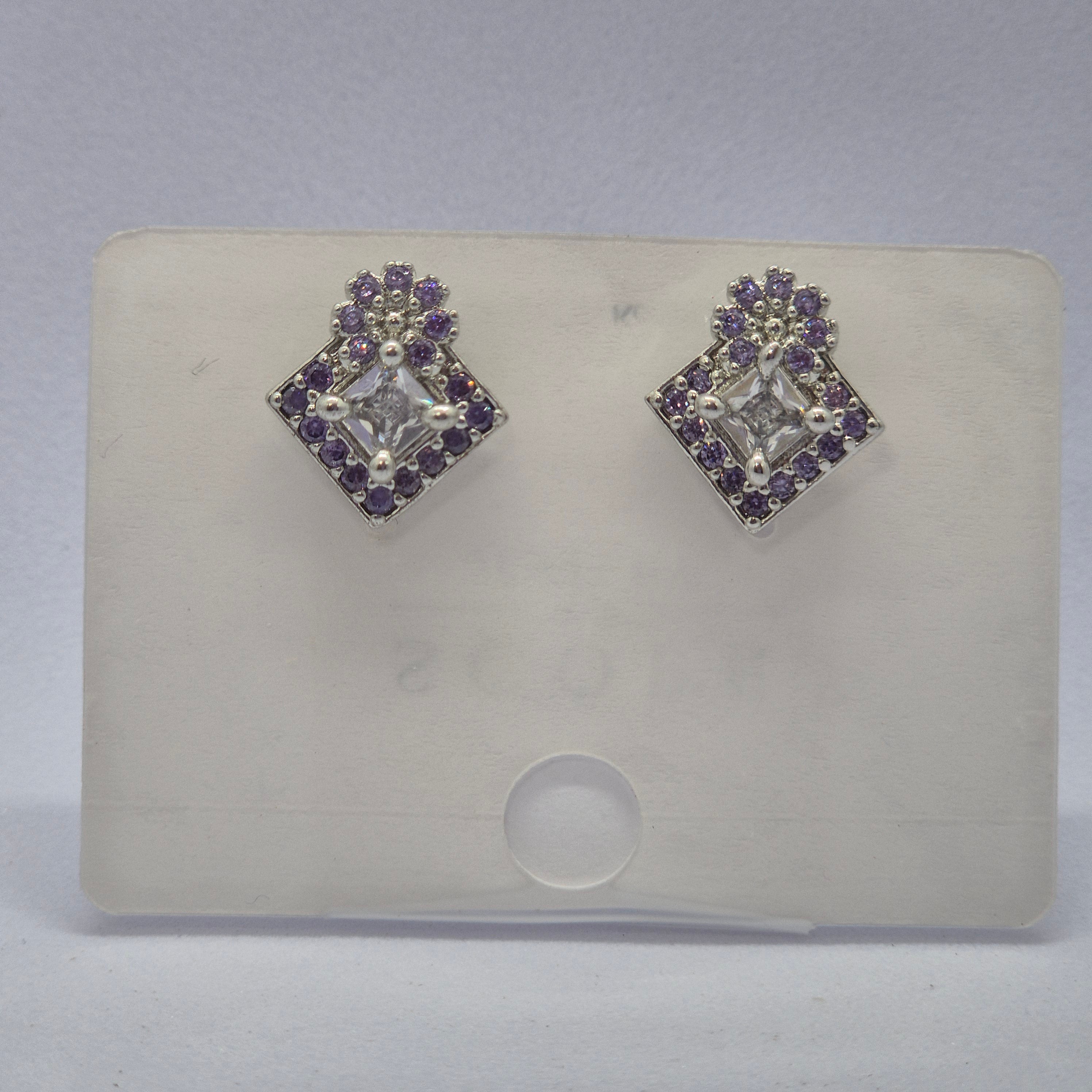 The Royal Rhombus Studs, Violet Crown Diamond Earrings