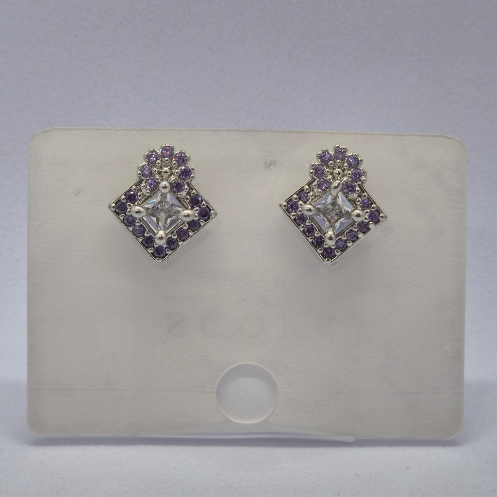 The Royal Rhombus Studs, Violet Crown Diamond Earrings