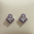 Vintage Style Purple Crystal Round Stud Earrings