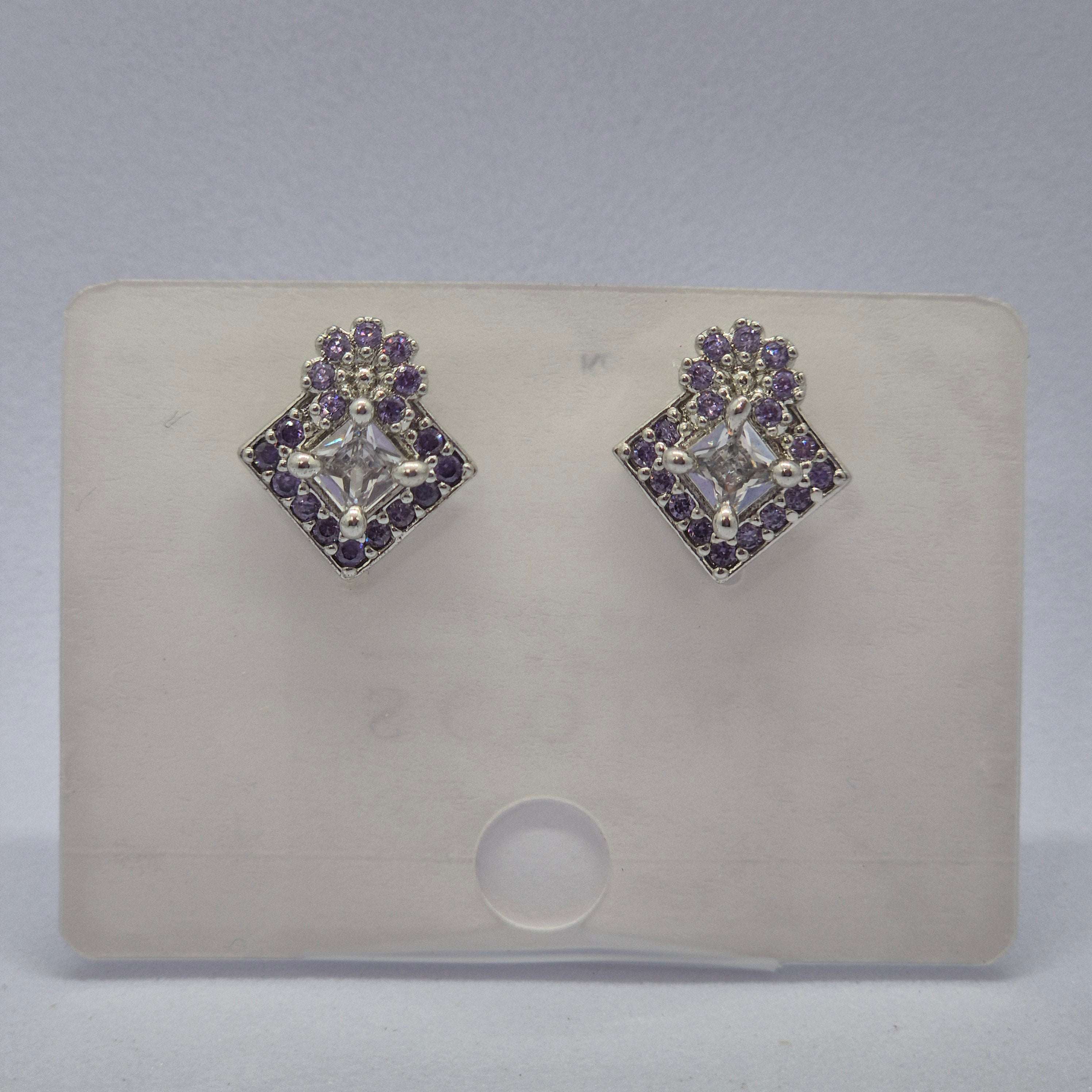 The Royal Rhombus Studs, Violet Crown Diamond Earrings
