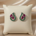 The Ruby Rosebud Swirl Studs, Emerald Vine & Fuchsia Drop Earrings