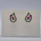 The Ruby Rosebud Swirl Studs, Emerald Vine & Fuchsia Drop Earrings