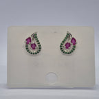 The Ruby Rosebud Swirl Studs, Emerald Vine & Fuchsia Drop Earrings
