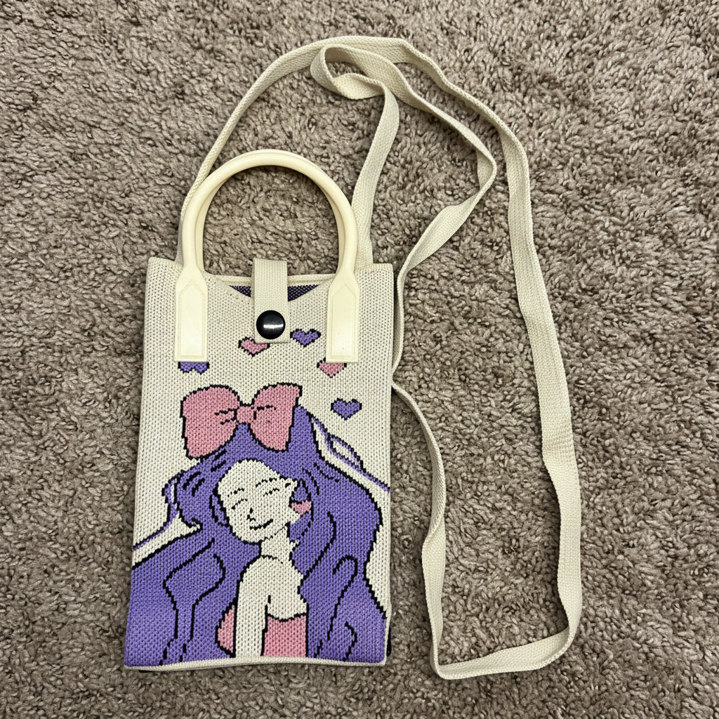 Lavender Bow K-Style Crossbody Sling Bag