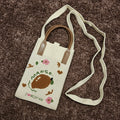 Beige Knit Mobile Sling Bag with Mango Graphic & Floral Print