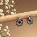 Sparkling Crystal floral Silver Stud Earrings