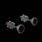Royal Heritage Floral Peacock Studded Jhumka Earrings
