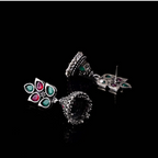 Royal Heritage Floral Peacock Studded Jhumka Earrings
