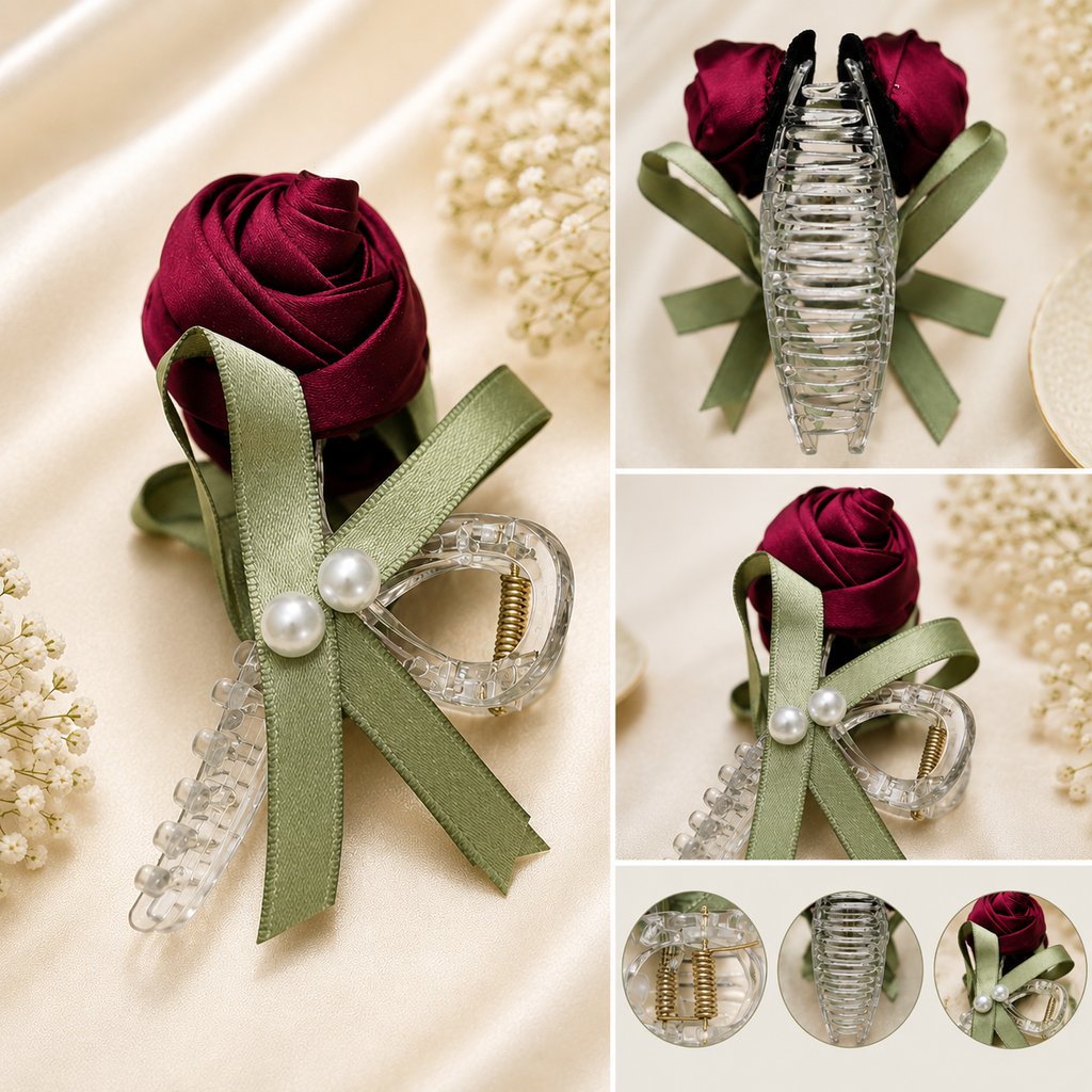Twin Rose Elegance Hair Clip(Multicolor)