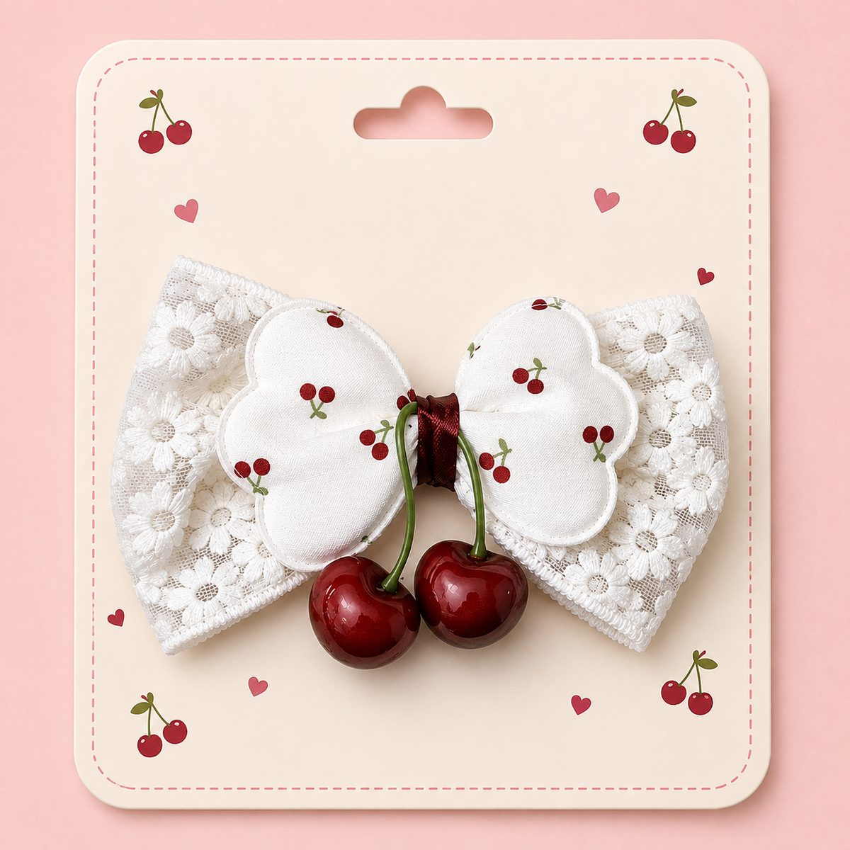 Large size Cherry Bow Hair Clip Charm
