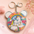 Sparkling Unicorn Rainbow Pocket Mirror Keychain