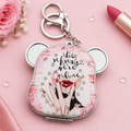Glamorous Sparkle Compact Mirror Keychain Charm