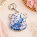 Elegant Peacock Pocket Mirror Keychain Charm