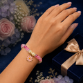 Handmade Rosy Pearl Floral Charm Beaded Bracelet