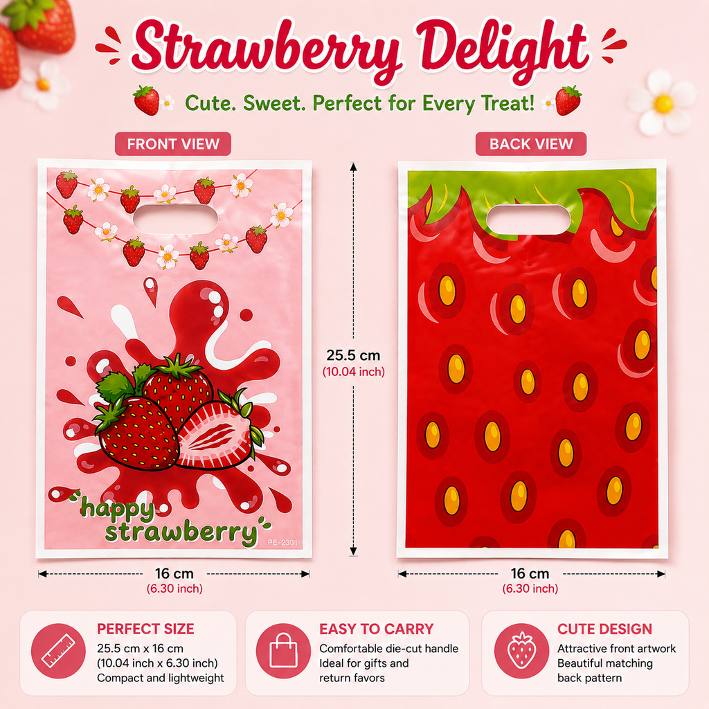 Sweet Strawberry Splash Gift Bag Design