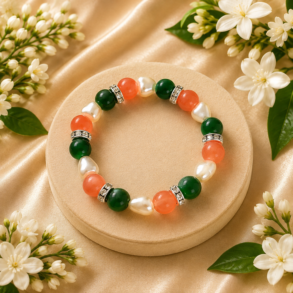Tricolor Pearl Radiance Charm Bracelet