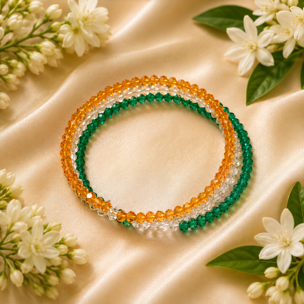 Tricolour Crystal Elegance layered Bangle