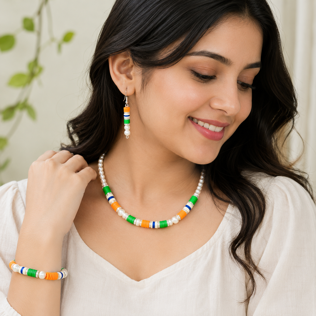 Tricolor Pearl Handmade Jewelry Set