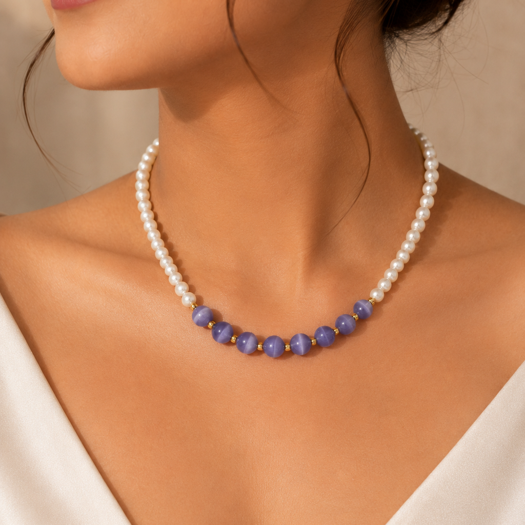 Handmade Royal Lavender Pearl Elegance Necklace Collection