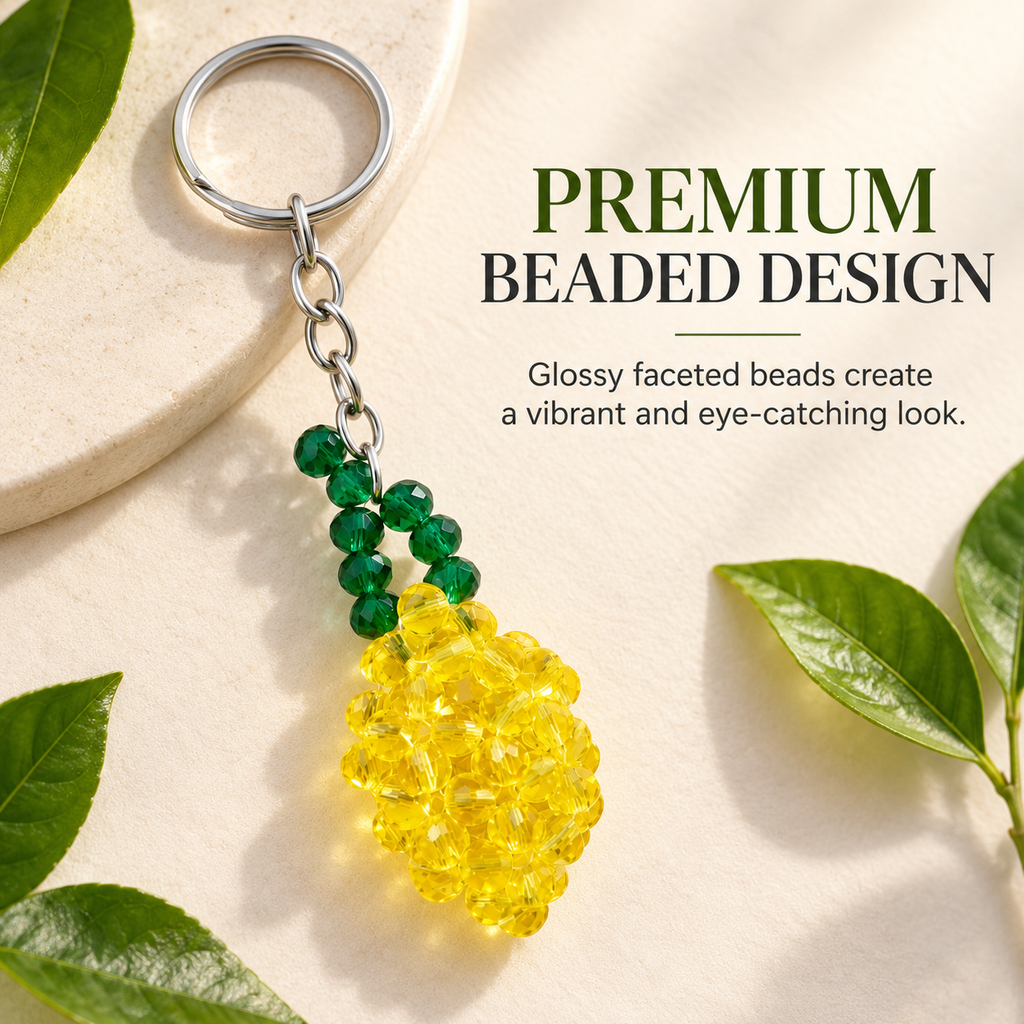 Handmade Beaded Lemon Keychain