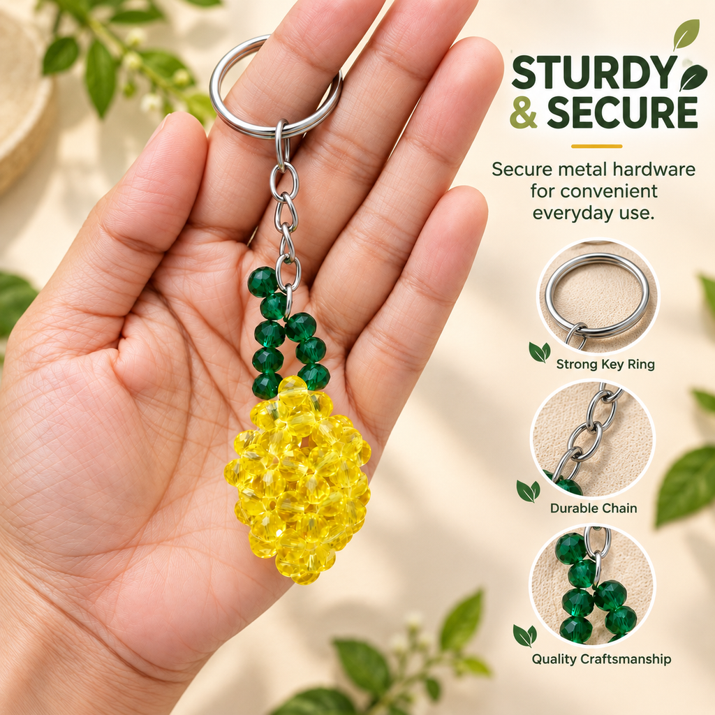Handmade Beaded Lemon Keychain
