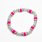 Handmade Pink & White Pearl Beaded Stretch Bracelet