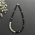 Handmade Pearl Hearts Meet Midnight Crystal Necklace