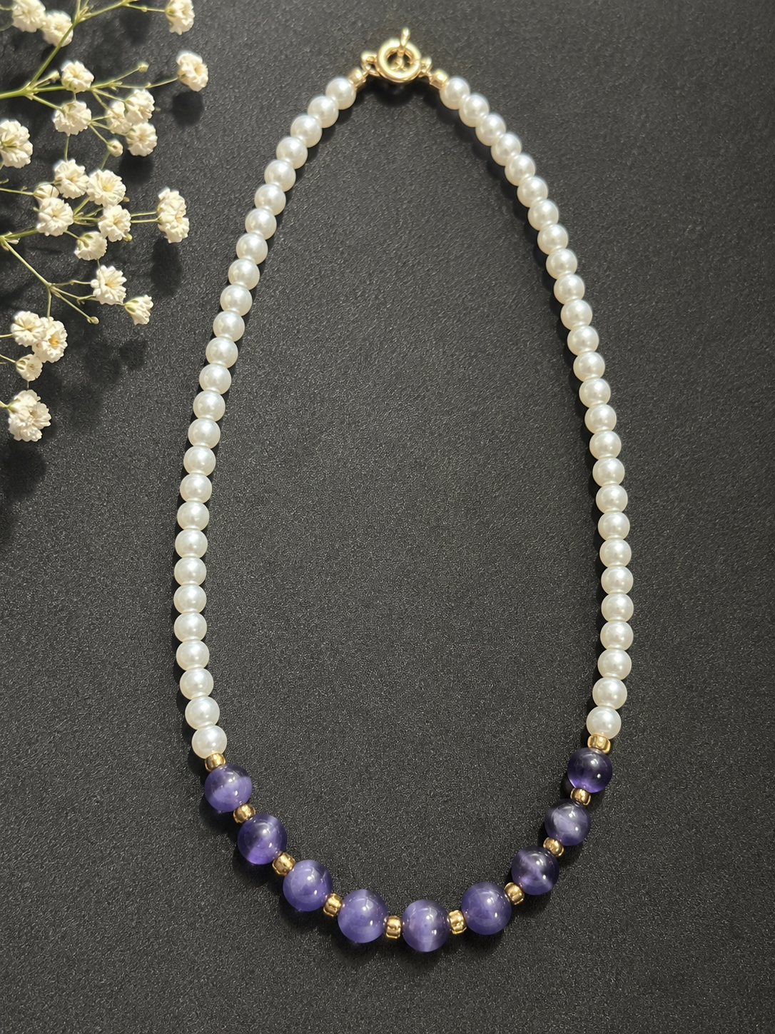 Handmade Royal Lavender Pearl Elegance Necklace Collection