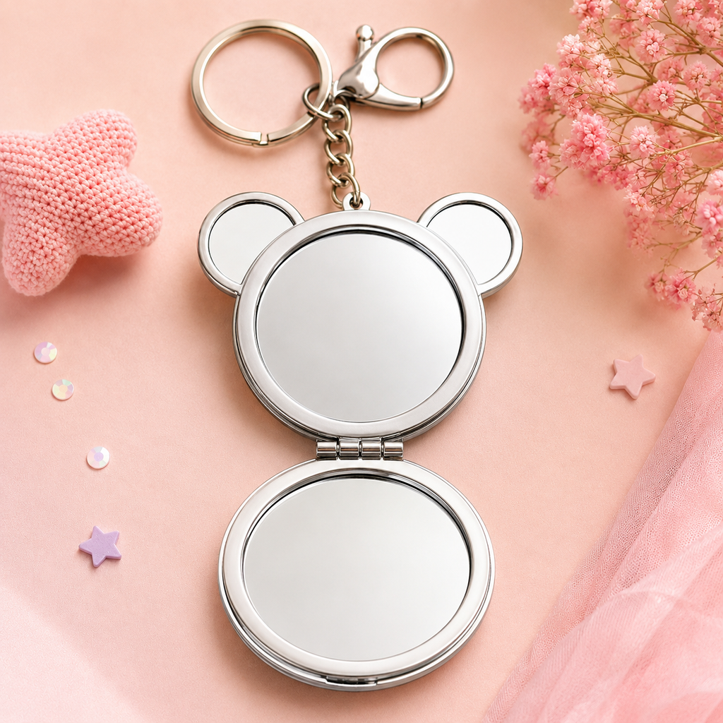 Sparkling Unicorn Rainbow Pocket Mirror Keychain