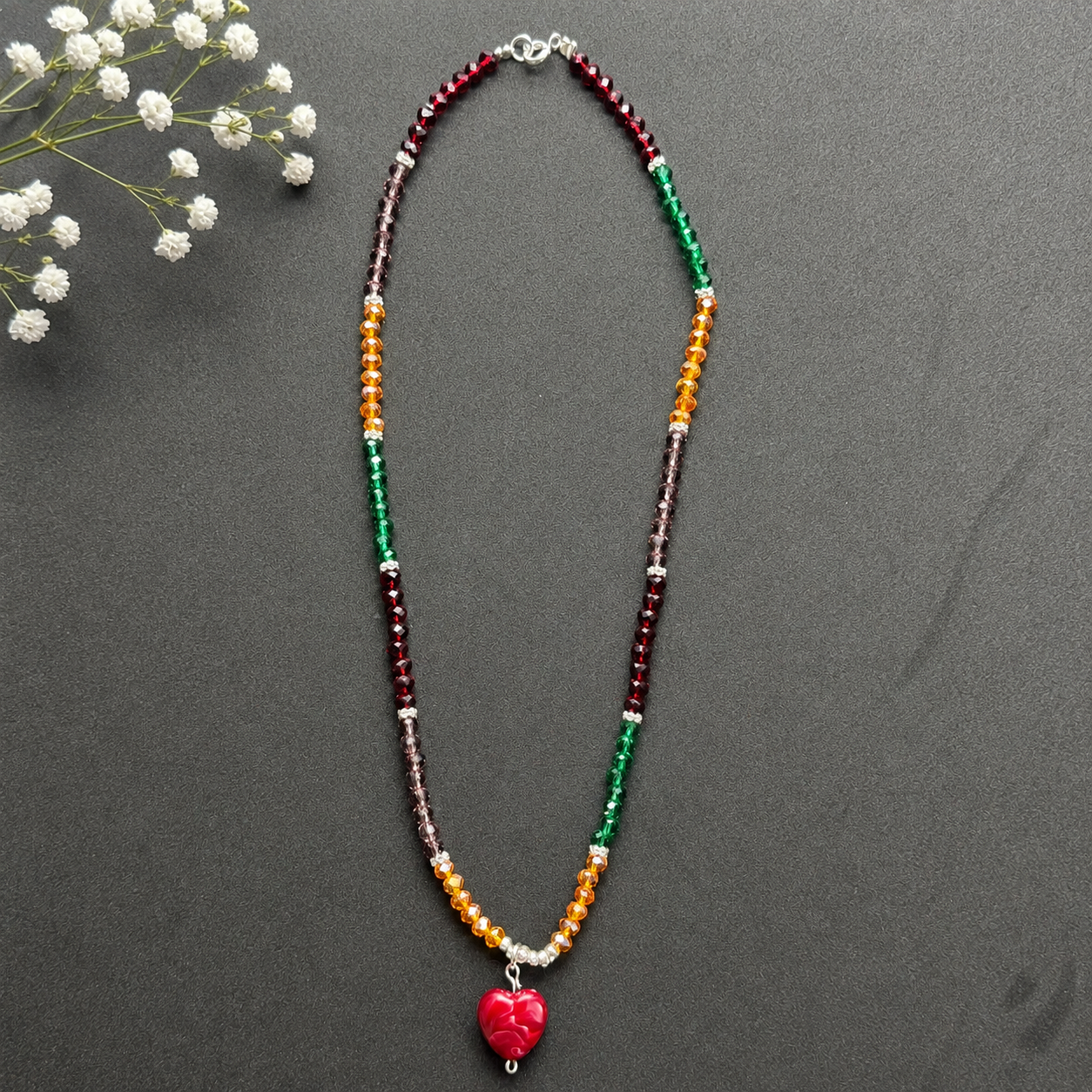 Handmade Radiant Heritage Heart Crystal Fashion Necklace
